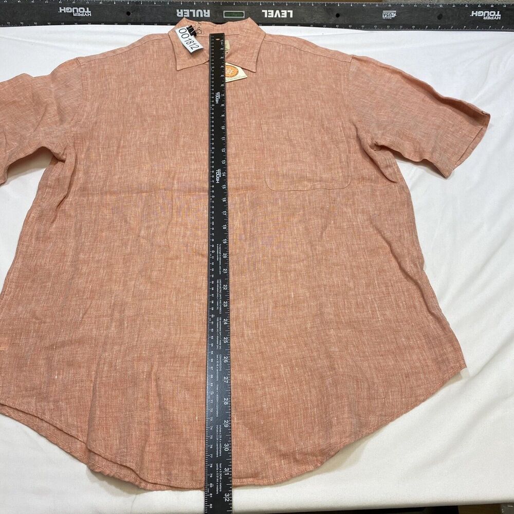 Jos A Bank Linen Shirt Men's Medium Pink Short Sleeve Summer Comfort Button Up - Picture 15 of 16